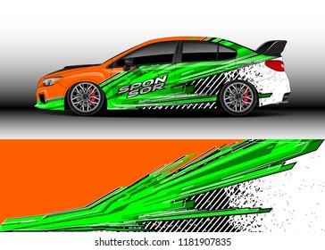 Car decal wrap design vector. Graphic abstract stripe racing background kit designs for wrap vehicle, race car, rally, adventure and livery