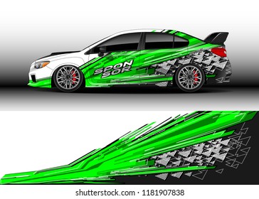 Car decal wrap design vector. Graphic abstract stripe racing background kit designs for wrap vehicle, race car, rally, adventure and livery