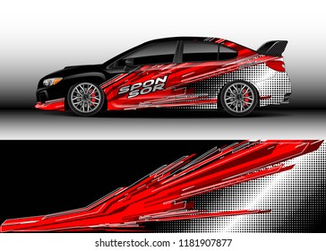 Car decal wrap design vector. Graphic abstract stripe racing background kit designs for wrap vehicle, race car, rally, adventure and livery