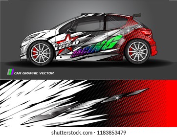 Car decal wrap design vector. Graphic abstract stripe racing background kit designs for wrap vehicle, race car, rally, adventure and livery