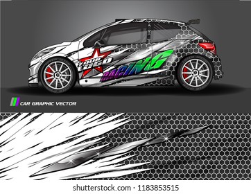 Car decal wrap design vector. Graphic abstract stripe racing background kit designs for wrap vehicle, race car, rally, adventure and livery