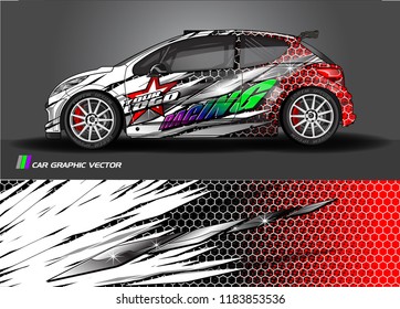 Car decal wrap design vector. Graphic abstract stripe racing background kit designs for wrap vehicle, race car, rally, adventure and livery