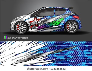 Car decal wrap design vector. Graphic abstract stripe racing background kit designs for wrap vehicle, race car, rally, adventure and livery