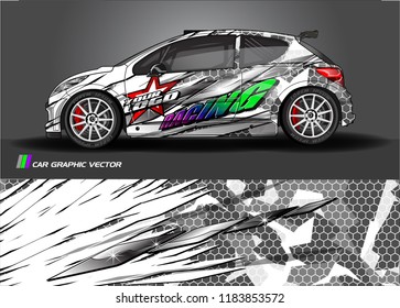 Car decal wrap design vector. Graphic abstract stripe racing background kit designs for wrap vehicle, race car, rally, adventure and livery