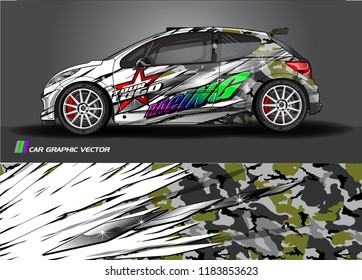Car decal wrap design vector. Graphic abstract stripe racing background kit designs for wrap vehicle, race car, rally, adventure and livery