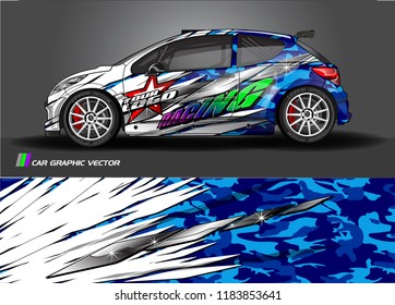 Car decal wrap design vector. Graphic abstract stripe racing background kit designs for wrap vehicle, race car, rally, adventure and livery