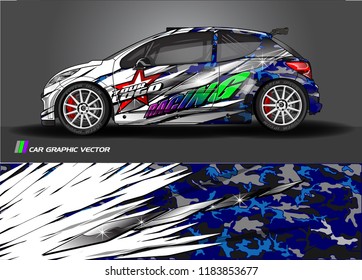 Car decal wrap design vector. Graphic abstract stripe racing background kit designs for wrap vehicle, race car, rally, adventure and livery