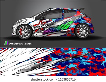 Car decal wrap design vector. Graphic abstract stripe racing background kit designs for wrap vehicle, race car, rally, adventure and livery
