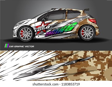 Car decal wrap design vector. Graphic abstract stripe racing background kit designs for wrap vehicle, race car, rally, adventure and livery