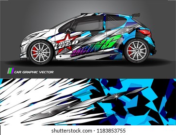 Car decal wrap design vector. Graphic abstract stripe racing background kit designs for wrap vehicle, race car, rally, adventure and livery