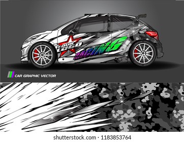 Car decal wrap design vector. Graphic abstract stripe racing background kit designs for wrap vehicle, race car, rally, adventure and livery