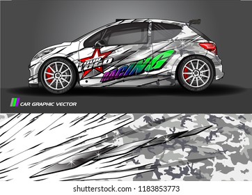 Car decal wrap design vector. Graphic abstract stripe racing background kit designs for wrap vehicle, race car, rally, adventure and livery