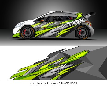 Car decal wrap design vector. Graphic abstract stripe racing background kit designs for wrap vehicle, race car, rally, adventure and livery