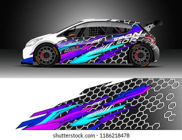 Car decal wrap design vector. Graphic abstract stripe racing background kit designs for wrap vehicle, race car, rally, adventure and livery