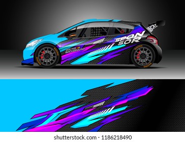 Car decal wrap design vector. Graphic abstract stripe racing background kit designs for wrap vehicle, race car, rally, adventure and livery