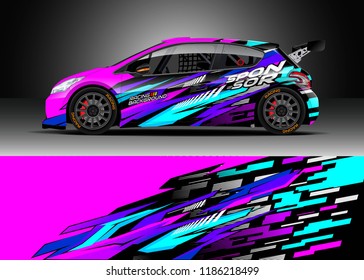 Car decal wrap design vector. Graphic abstract stripe racing background kit designs for wrap vehicle, race car, rally, adventure and livery