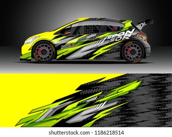 Car decal wrap design vector. Graphic abstract stripe racing background kit designs for wrap vehicle, race car, rally, adventure and livery