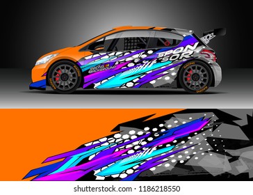 Car decal wrap design vector. Graphic abstract stripe racing background kit designs for wrap vehicle, race car, rally, adventure and livery