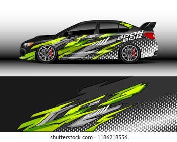 Car decal wrap design vector. Graphic abstract stripe racing background kit designs for wrap vehicle, race car, rally, adventure and livery