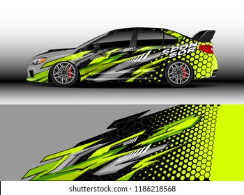 Car decal wrap design vector. Graphic abstract stripe racing background kit designs for wrap vehicle, race car, rally, adventure and livery