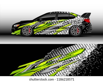 Car decal wrap design vector. Graphic abstract stripe racing background kit designs for wrap vehicle, race car, rally, adventure and livery