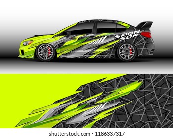 Car decal wrap design vector. Graphic abstract stripe racing background kit designs for wrap vehicle, race car, rally, adventure and livery