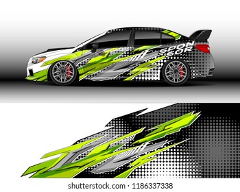 Car decal wrap design vector. Graphic abstract stripe racing background kit designs for wrap vehicle, race car, rally, adventure and livery