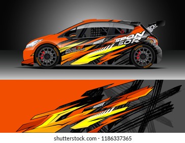 Car decal wrap design vector. Graphic abstract stripe racing background kit designs for wrap vehicle, race car, rally, adventure and livery