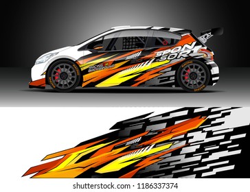 Car decal wrap design vector. Graphic abstract stripe racing background kit designs for wrap vehicle, race car, rally, adventure and livery