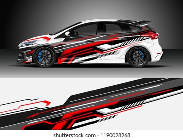 Car Decal Wrap Design Vector. Graphic Abstract Stripe Racing Background Kit Designs For Wrap Vehicle, Race Car, Nascar Car, Rally, Adventure And Livery