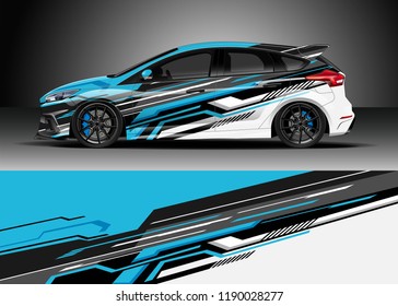Car decal wrap design vector. Graphic abstract stripe racing background kit designs for wrap vehicle, race car, nascar car, rally, adventure and livery