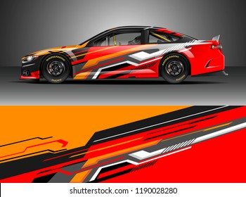 Car decal wrap design vector. Graphic abstract stripe racing background kit designs for wrap vehicle, race car, nascar car, rally, adventure and livery