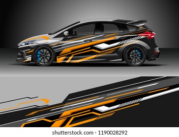 Car Decal Wrap Design Vector. Graphic Abstract Stripe Racing Background Kit Designs For Wrap Vehicle, Race Car, Nascar Car, Rally, Adventure And Livery