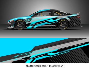 Car decal wrap design vector. Graphic abstract stripe racing background kit designs for wrap vehicle, race car, nascar car, rally, adventure and livery