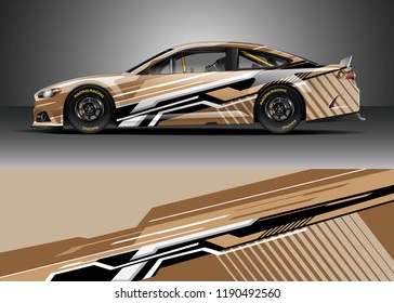 Car decal wrap design vector. Graphic abstract stripe racing background kit designs for wrap vehicle, race car, nascar car, rally, adventure and livery