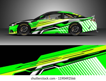 Car decal wrap design vector. Graphic abstract stripe racing background kit designs for wrap vehicle, race car, nascar car, rally, adventure and livery