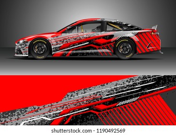 Car decal wrap design vector. Graphic abstract stripe racing background kit designs for wrap vehicle, race car, nascar car, rally, adventure and livery