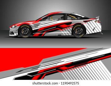 Car Decal Wrap Design Vector. Graphic Abstract Stripe Racing Background Kit Designs For Wrap Vehicle, Race Car, Nascar Car, Rally, Adventure And Livery