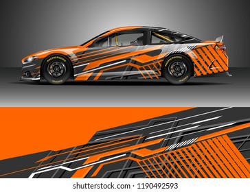 Car decal wrap design vector. Graphic abstract stripe racing background kit designs for wrap vehicle, race car, nascar car, rally, adventure and livery