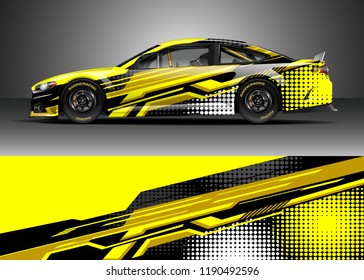 Car Decal Wrap Design Vector. Graphic Abstract Stripe Racing Background Kit Designs For Wrap Vehicle, Race Car, Nascar Car, Rally, Adventure And Livery