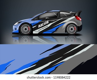 Car decal wrap design vector. Graphic abstract stripe racing background kit designs for vehicle, race car, rally, adventure and livery