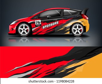 Car decal wrap design vector. Graphic abstract stripe racing background kit designs for vehicle, race car, rally, adventure and livery