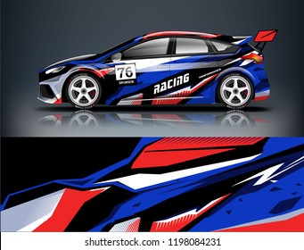 Car decal wrap design vector. Graphic abstract stripe racing background kit designs for vehicle, race car, rally, adventure and livery