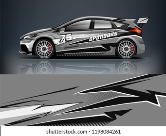 Car decal wrap design vector. Graphic abstract stripe racing background kit designs for vehicle, race car, rally, adventure and livery