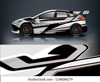 Car decal wrap design vector. Graphic abstract stripe racing background kit designs for vehicle, race car, rally, adventure and livery