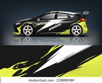 Car decal wrap design vector. Graphic abstract stripe racing background kit designs for vehicle, race car, rally, adventure and livery