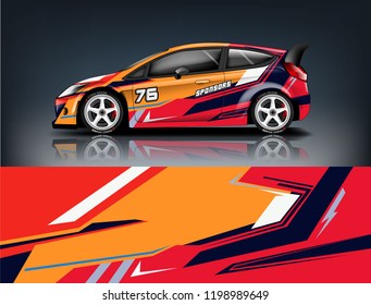 Car decal wrap design vector. Graphic abstract stripe racing background kit designs for vehicle, race car, rally, adventure and livery