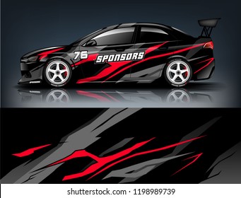 Car decal wrap design vector. Graphic abstract stripe racing background kit designs for vehicle, race car, rally, adventure and livery