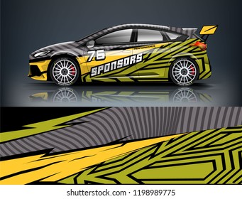 Car decal wrap design vector. Graphic abstract stripe racing background kit designs for vehicle, race car, rally, adventure and livery