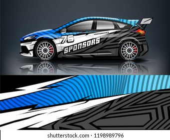 Car decal wrap design vector. Graphic abstract stripe racing background kit designs for vehicle, race car, rally, adventure and livery